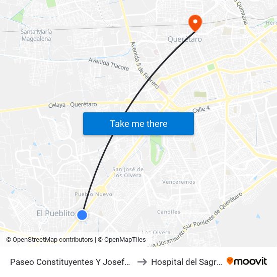 Paseo Constituyentes Y Josefa Ortiz De Dominguez to Hospital del Sagrado Corazon map