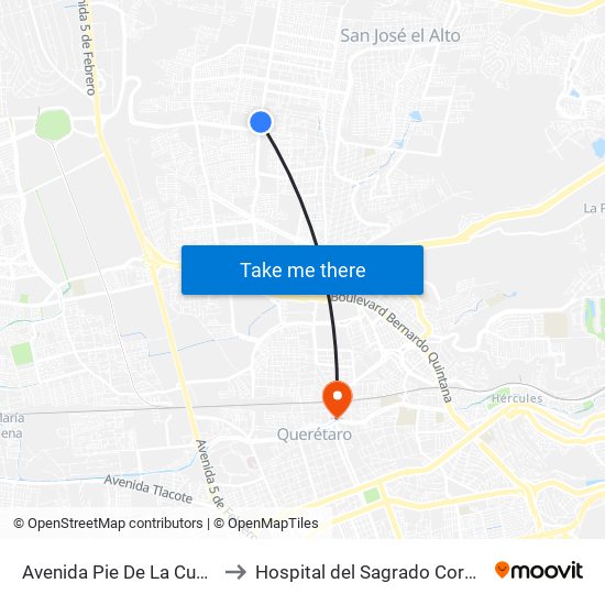 Avenida Pie De La Cuesta to Hospital del Sagrado Corazon map