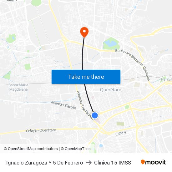 Ignacio Zaragoza Y 5 De Febrero to Clínica 15 IMSS map