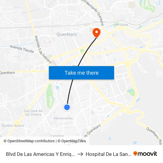 Blvd De Las Americas Y Enrique Bordes to Hospital De La Santa Cruz map