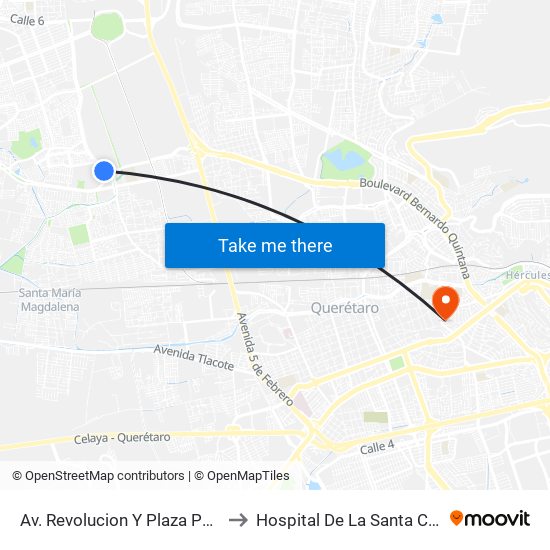 Av. Revolucion Y Plaza Patio to Hospital De La Santa Cruz map