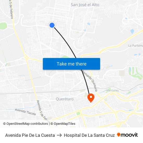 Avenida Pie De La Cuesta to Hospital De La Santa Cruz map
