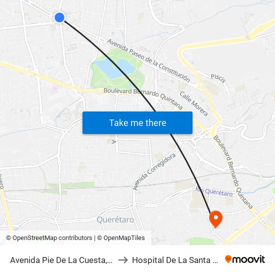 Avenida Pie De La Cuesta, 886 to Hospital De La Santa Cruz map