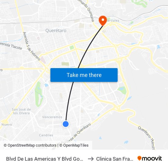 Blvd De Las Americas Y Blvd Gobernadores to Clinica San Francisco map