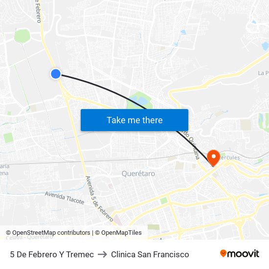 5 De Febrero Y Tremec to Clinica San Francisco map