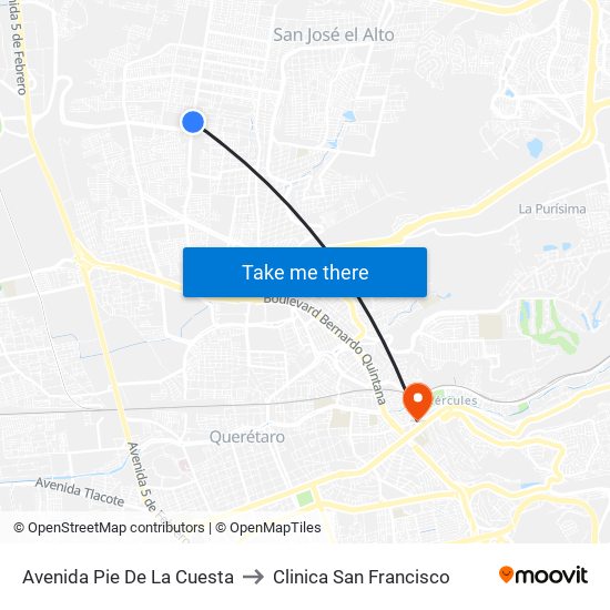Avenida Pie De La Cuesta to Clinica San Francisco map
