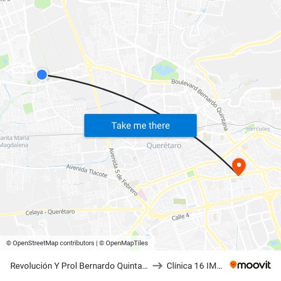 Revolución Y Prol Bernardo Quintana to Clínica 16 IMSS map