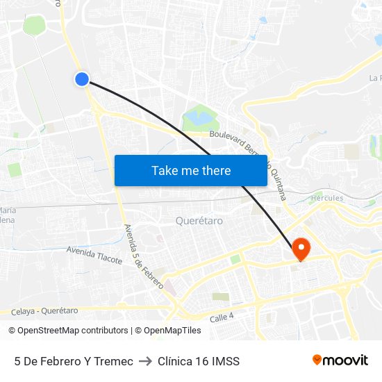 5 De Febrero Y Tremec to Clínica 16 IMSS map