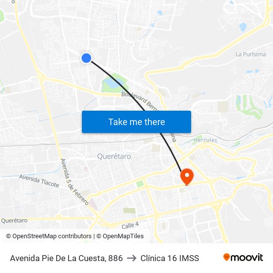 Avenida Pie De La Cuesta, 886 to Clínica 16 IMSS map