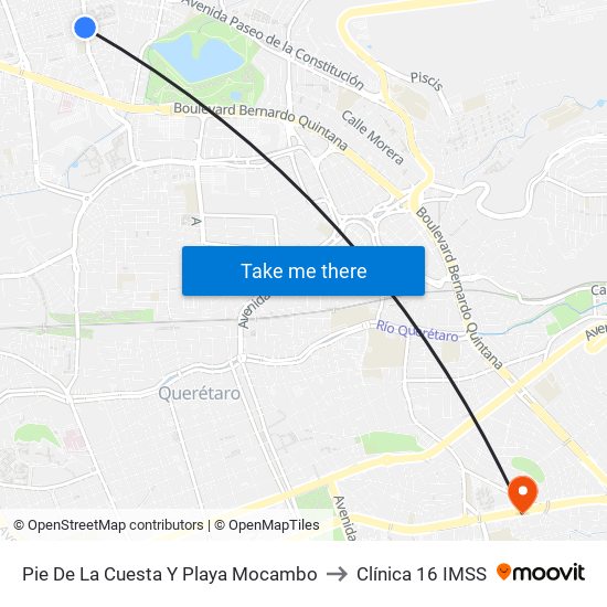 Pie De La Cuesta Y Playa Mocambo to Clínica 16 IMSS map