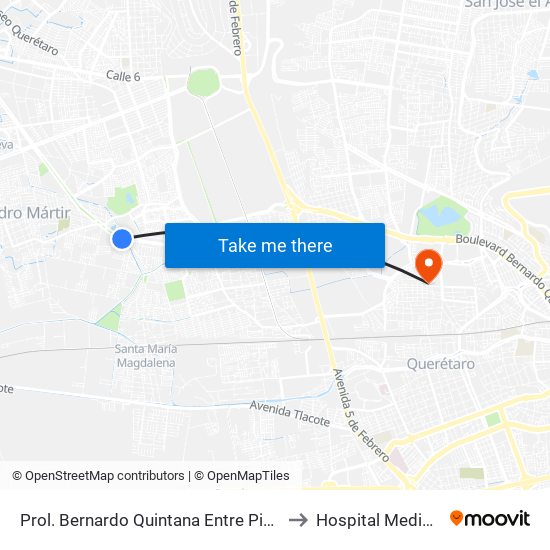 Prol. Bernardo Quintana Entre Pinos Y Berenice to Hospital Medica EBOR map