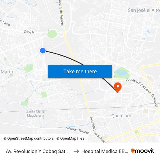 Av. Revolucion Y Cobaq Satelite to Hospital Medica EBOR map