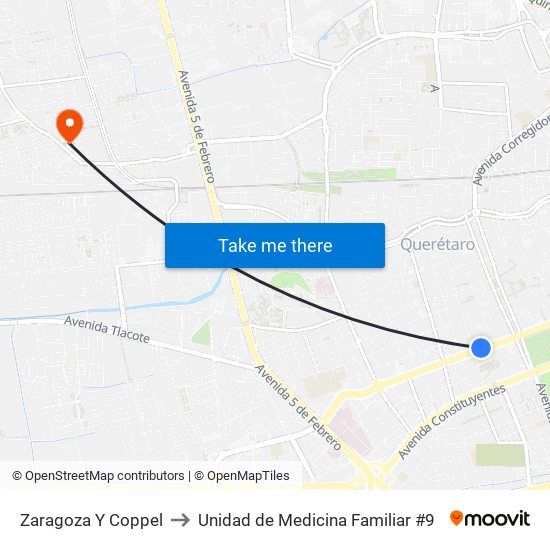 Zaragoza Y Coppel to Unidad de Medicina Familiar #9 map