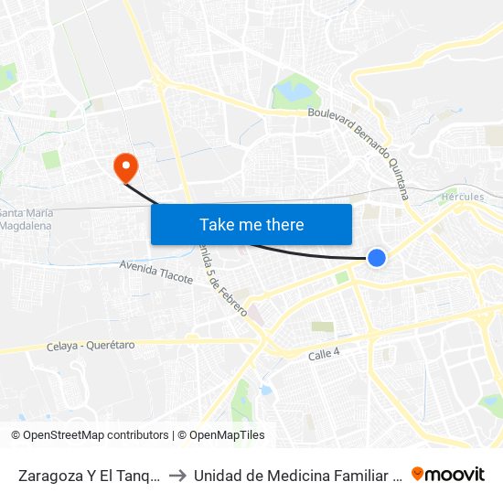 Zaragoza Y El Tanque to Unidad de Medicina Familiar #9 map