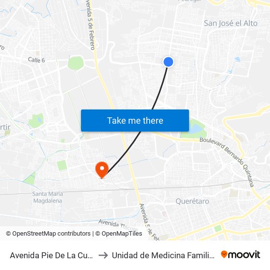 Avenida Pie De La Cuesta to Unidad de Medicina Familiar #9 map