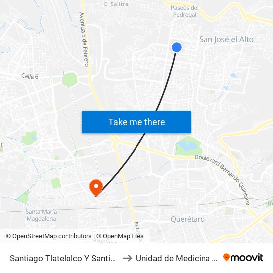 Santiago Tlatelolco Y Santiago Del Oeste to Unidad de Medicina Familiar #9 map