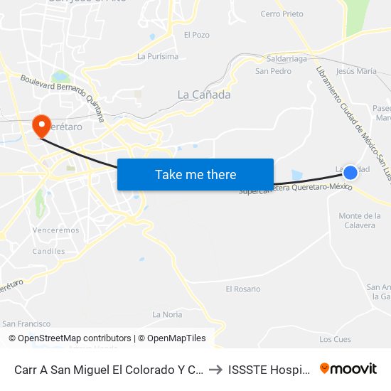 Carr A San Miguel El Colorado Y Calle San Juan Del Río to ISSSTE Hospital General map
