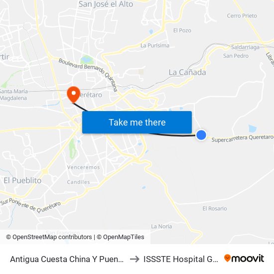 Antigua Cuesta China Y Puente Conin to ISSSTE Hospital General map