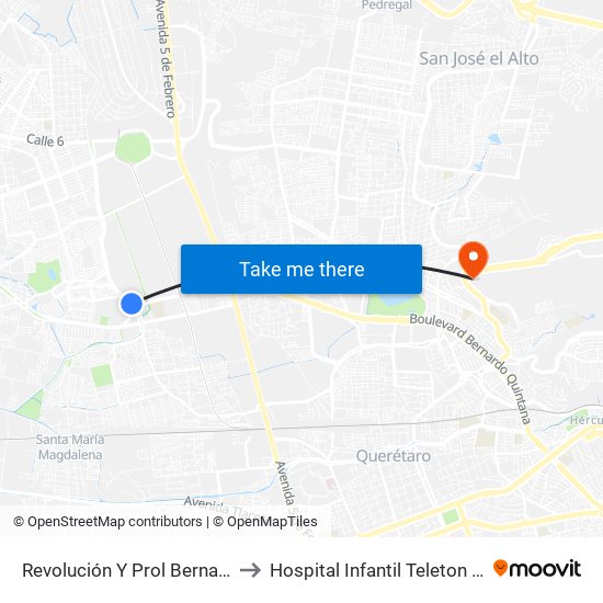 Revolución Y Prol Bernardo Quintana to Hospital Infantil Teleton de Oncología map