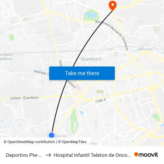 Deportivo Pte-Ote to Hospital Infantil Teleton de Oncología map