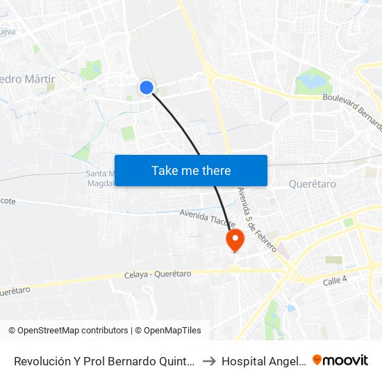 Revolución Y Prol Bernardo Quintana to Hospital Angeles map