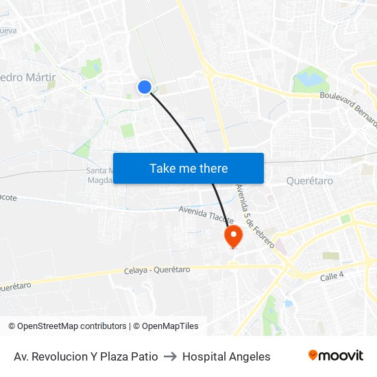Av. Revolucion Y Plaza Patio to Hospital Angeles map