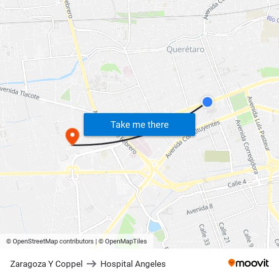 Zaragoza Y Coppel to Hospital Angeles map