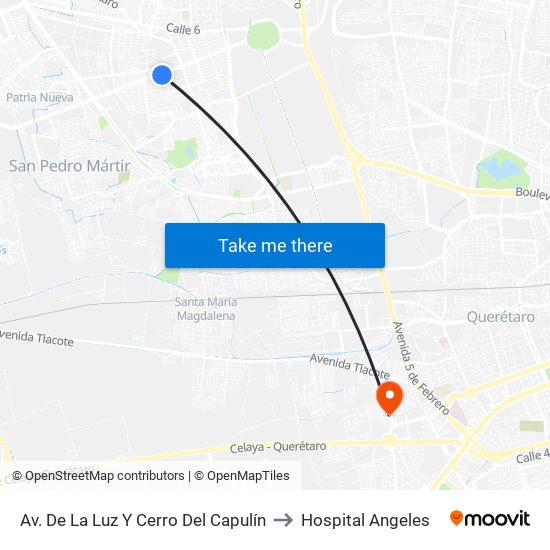 Av. De La Luz Y Cerro Del Capulín to Hospital Angeles map