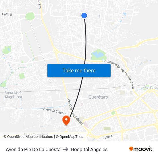 Avenida Pie De La Cuesta to Hospital Angeles map