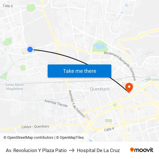 Av. Revolucion Y Plaza Patio to Hospital De La Cruz map