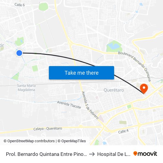 Prol. Bernardo Quintana Entre Pinos Y Berenice to Hospital De La Cruz map