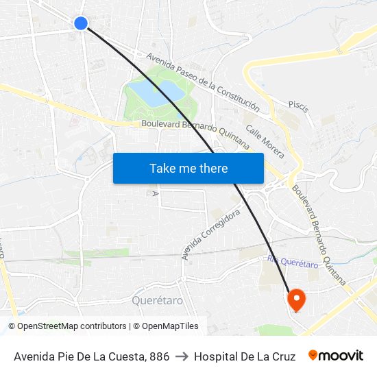 Avenida Pie De La Cuesta, 886 to Hospital De La Cruz map