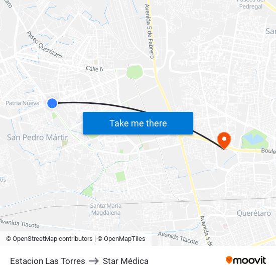 Estacion Las Torres to Star Médica map