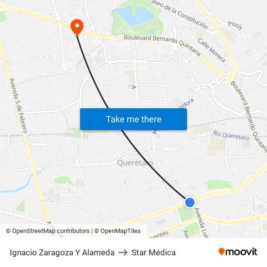 Ignacio Zaragoza Y Alameda to Star Médica map