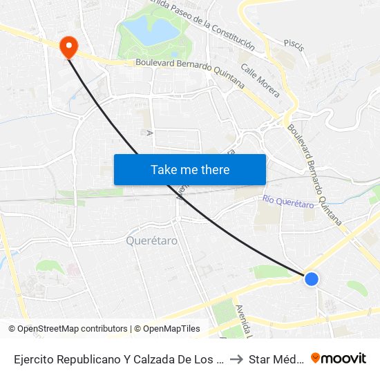 Ejercito Republicano Y Calzada De Los Arcos to Star Médica map