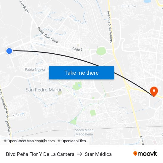 Blvd Peña Flor Y De La Cantera to Star Médica map