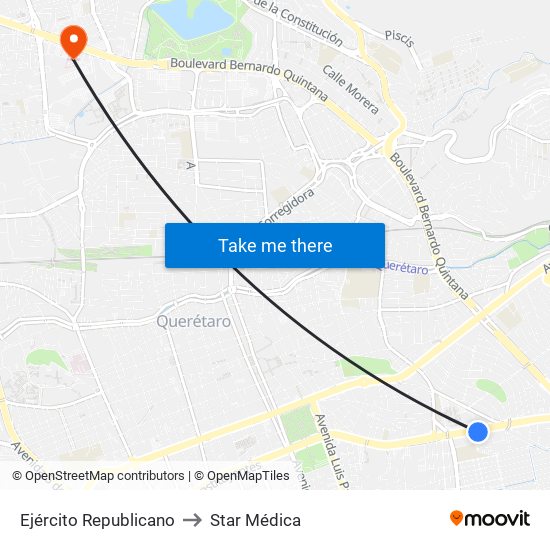 Ejército Republicano to Star Médica map