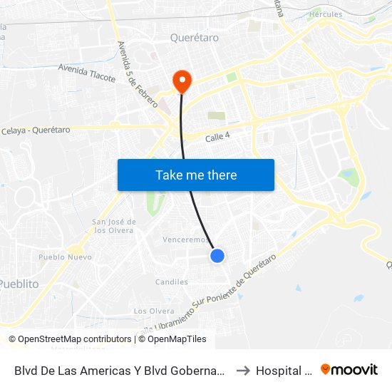 Blvd De Las Americas Y Blvd Gobernadores to Hospital H+ map