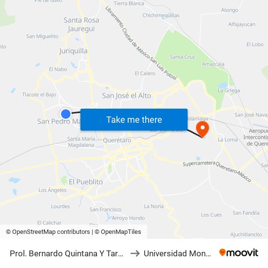 Prol. Bernardo Quintana Y Tarahumaras to Universidad Mondragon map