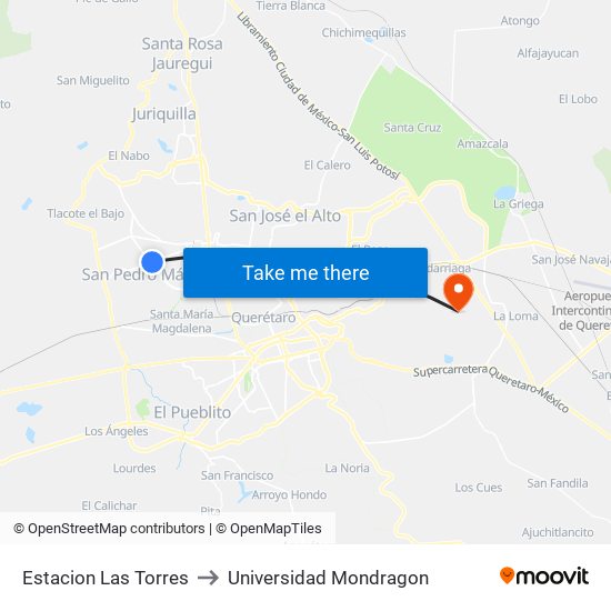 Estacion Las Torres to Universidad Mondragon map