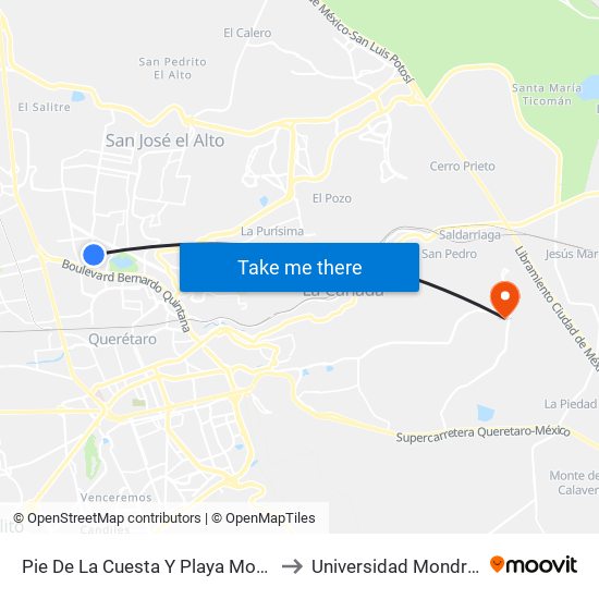 Pie De La Cuesta Y Playa Mocambo to Universidad Mondragon map