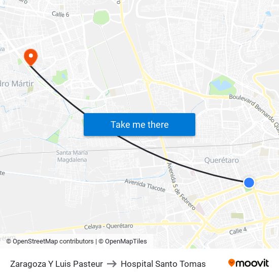 Zaragoza Y Luis Pasteur to Hospital Santo Tomas map