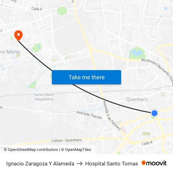 Ignacio Zaragoza Y Alameda to Hospital Santo Tomas map