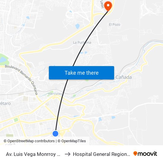 Av. Luis Vega Monrroy Y Estadio to Hospital General Regional Imss II map