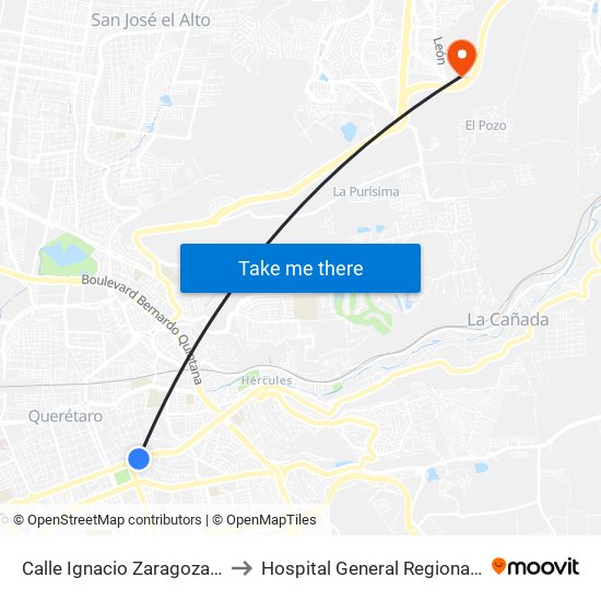 Calle Ignacio Zaragoza, 109_4 to Hospital General Regional Imss II map