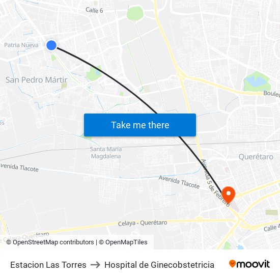 Estacion Las Torres to Hospital de Ginecobstetricia map