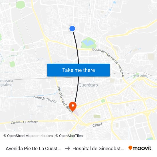 Avenida Pie De La Cuesta, 886 to Hospital de Ginecobstetricia map