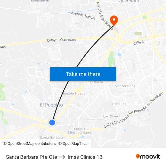 Santa Barbara Pte-Ote to Imss Clínica 13 map