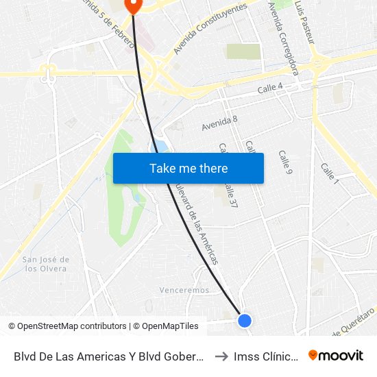 Blvd De Las Americas Y Blvd Gobernadores to Imss Clínica 13 map