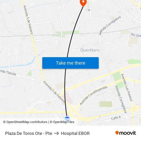 Plaza De Toros Ote - Pte to Hospital EBOR map